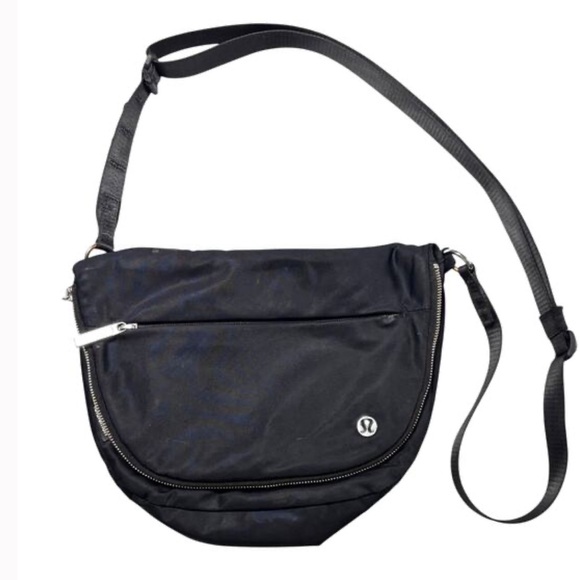 lululemon athletica Handbags - lululemon Everywhere Crossbody Bag Black Silver Metal Hardware Water Repellent
